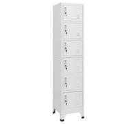 Iiaky Taquilla Vestuario metálica Taquilla de Metal Armario metálico Estrecho para Garaje, Oficina, Gimnasio, Vestuario, Locker Individual-Gris-con 6 cerraduras