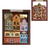 iiecrKiie Casa de muñecas en miniatura con muebles, kit de casa de muñecas en miniatura a prueba de polvo y LED, kit de casa de muñecas de madera de bloque de construcción