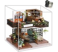 iiecrKiie Kit de casa de madera 3D, kit de casa de muñecas en miniatura, kit de construcción de modelos de bricolaje con luz LED, regalos hechos a mano para adultos y adolescentes (Forest Teashop)