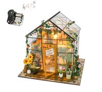 iiecrKiie Kit de casa de muñecas en miniatura, kit de construcción de diorama de invernadero, juego de construcción con LED para habitación, manualidades para adultos, regalos para adolescentes, color