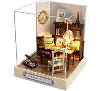 iiecrKiie Kit de casa de muñecas en miniatura para bricolaje, habitación creativa con kit de casa de madera 3D con cubierta antipolvo para regalo romántico de obras de arte (estudio elegante)
