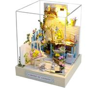 iiecrKiie Kit de casa de muñecas en miniatura para bricolaje, habitación creativa con kit de casa de madera 3D con cubierta antipolvo para regalo romántico de obras de arte (esquina del jardín)