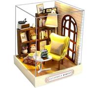iiecrKiie Kit de casa de muñecas en miniatura para bricolaje, habitación creativa con kit de casa de madera 3D con cubierta antipolvo para regalo romántico de obras de arte (momento de ocio)