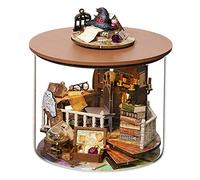 iiecrKiie Kit de casa de muñecas en miniatura y muebles, modelo de casa de muñecas de madera 3D con cubierta a prueba de polvo y LED, idea creativa de habitación para regalo de cumpleaños del día de