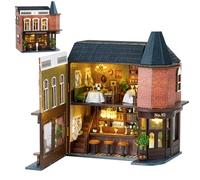 iiecrKiie Kit de construcción de casa en miniatura 3D, kit de construcción de casas pequeñas, manualidades de madera para adultos, kit de mini modelo con muebles LED para adultos, amigos, amantes de