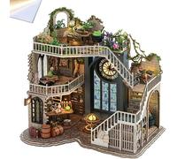 iiecrKiie Kit de mini casa de madera 3D, kit de casa de muñecas en miniatura, kit de construcción de modelos de bricolaje con luz LED, regalos hechos a mano para adultos y adolescentes (Magic Book