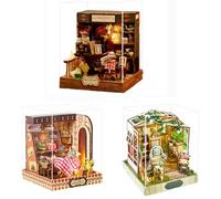 iiecrKiie Kit de rincón de libros, kit de casa en miniatura con LED, rompecabezas de madera 3D para adultos, kit de construcción de casa de muñecas, decoración de estantería, regalos creativos (K078