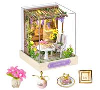 iiecrKiie Mini casa de muñecas de madera a escala 1:24, a prueba de polvo, kit de casa de muñecas en miniatura con muebles para adultos (tiempo libre)