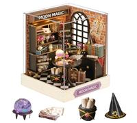 iiecrKiie Mini casa de muñecas de madera a escala 1:24, a prueba de polvo, kit de casa de muñecas en miniatura con muebles para adultos (Moon Magic)