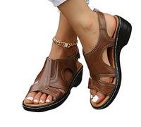iik Sandalias Ortopédicas Cómodas Para Mujer, Sandalias Ortopédicas Para Mujer, Tacones Gruesos De Cuña Informales A La Moda, Sandalias Con Punta Abierta, Zapatos (Brown,38)