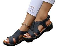 iik Sandalias Ortopédicas Cómodas Para Mujer, Sandalias Ortopédicas Para Mujer, Tacones Gruesos De Cuña Informales A La Moda, Sandalias Con Punta Abierta, Zapatos (Blue,38)