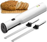 IINCOOY Cuchillo De Trinchar Inalámbrico Profesional, Cuchillo De Pan Eléctrico De Fácil Corte Cuchillo Eléctrico con 2 Cuchillas Dentadas For Pavo, Carne, Pan, Verduras, Frutas, Jamón