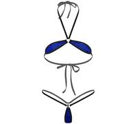 iiniim Bikini Bandeau Mujer Push Up Braga Alta Trajes de Baño Micro Bikinis Brasileños Bañador Ropa de Baño Playa Tangas Altas Mini Bikini Conjuntos Exótico Erótico Bandage Azul B Talla única