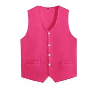 iiniim Chaleco Sin Mangas para Niños Unisexo Uniforme de Voluntario Sin Mangas Chaleco Color Sólido con Dobladillo Irregular para Servicio Social 5-16años Rosa caliente 11-12 años