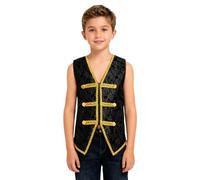 iiniim Chaquetas sin mangas de bordadas de estilo aristocrático renacentista chalecos vintage de estilo victoriano steampunk disfraces de fiestas niños 5-16 Años Negro 7-8 años