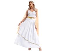 iiniim Disfraz de Diosa Griega Romana para Mujer Adulto Vestido Romano con Disfraz Diosa Atenea de Carnaval Halloween Navidad S-4XL champán S