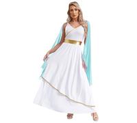 iiniim Disfraz de Diosa Griega Romana para Mujer Adulto Vestido Romano con Disfraz Diosa Atenea de Carnaval Halloween Navidad S-4XL Azul Claro 4XL