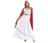 iiniim Disfraz de Diosa Griega Romana para Mujer Adulto Vestido Romano con Disfraz Diosa Atenea de Carnaval Halloween Navidad S-4XL borgoña M