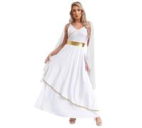 iiniim Disfraz de Diosa Griega Romana para Mujer Adulto Vestido Romano con Disfraz Diosa Atenea de Carnaval Halloween Navidad S-4XL Blanco 4XL