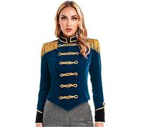 iiniim Disfraz de Domador para Mujer Adulta Chaqueta Manga Larga Flecos Abrigo Disfraz de CircoTraje Actuación e Fiesta Carnaval Hallowen Cosplay A Azul Oscuro S