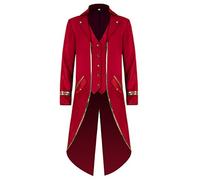 iiniim Disfraz de Domador para Mujer Hombre Adulta Chaqueta Manga Larga Vintage Disfraz de Circo Traje Actuación Abrigo Disfraz Carnaval Hallowen Cosplay Rojo L