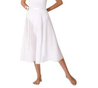 iiniim Falda Cruzada para Ballet Gasa Mujer Wrap Over Bufanda Falda de Danza Ballet con Lazo de Cintura para Niña Mujer Traje de Baile Rendimiento Falda de Baile B Blanco Talla única