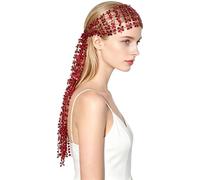 iiniim Foulard Cuello Plegable Con Lazo Cinta Lentejuelas Mujer Bufanda Rojo Talla única