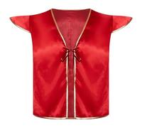 iiniim Hombre Chaleco Árabe Manga De Capucha Traje Ratón Callejero Chaleco Del Príncipe Árabe Ropa Hippie Domador Circo Genios Halloween Rojo S