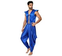 iiniim Hombre Traje Chaleco Y Pantalones Harem Del Príncipe Árabe Halloween Azul XL