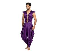 iiniim Hombre Traje Chaleco Y Pantalones Harem Del Príncipe Árabe Halloween Púrpura S