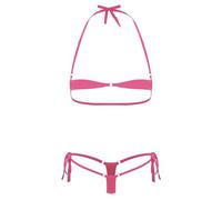 iiniim Micro Bikini Mujer Sexy Mini Bikini Tangas G-String Braga Alta Cintura Bikinis Brasileños Dos Piezas Traje de Baño Conjunto de Lencería Erótica Pijama C Rosa Fuerte Talla única