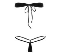 iiniim Micro Bikini Mujer Sexy Mini Bikini Tangas G-String Braga Alta Cintura Bikinis Brasileños Dos Piezas Traje de Baño Conjunto de Lencería Erótica Pijama Ba Negro Talla única