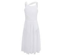 iiniim Niña Vestido de Danza Ballet Asimétrico Mono Maillot con Falda sin Manga Leotardo Gimnasia Body Danza Traje de Latin Baile Jazz Moderno Actuación Blanco B 11-12 años