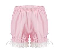 iiniim Pantalones Cortos Holgados para Niña Disfraz de Danza Pololos Encaje Disfraces Victoriano Vintage Ropa de Dormir Pijama Secado Rápid Bloomers B Rosa 10 años