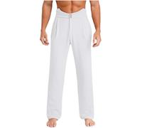 iiniim Pantalones de Hombre para Baile Latino Jazz y Salsa Plaza Rumba Pantalón de Patinaje Artístico Pantalones Baile de Salón M-3xl Blanco XL