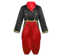iiniim Trajes de Cosplay de Personajes de Cuentos de Hadas para Niños Disfraz de Rey Real Príncipe Encantador con Chaqueta Esmoquin y Pantalones Bombachos 5-14 Años Negro Rojo 13-14 años