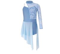 iiniim Vestido de Danza Lírica Contemporánea para Niña Maillot Ballet con Falda Tul Irregular Vestidos de Gimnasia Clásica Vestido de Patinaje Sobre Hielo 5-16 años Aa Azul claro 7-8 años