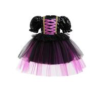 iiniim Vestido de Fiesta para Niñas Faldón Espeluznante Telas de Araña Bruja Calabaza Murciélago Disfraz Cuento de Hadas para Fiesta de Halloween Carnaval 3-8 Años Negro púrpura 6-7 años