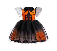 iiniim Vestido de Fiesta para Niñas Faldón Espeluznante Telas de Araña Bruja Calabaza Murciélago Disfraz Cuento de Hadas para Fiesta de Halloween Carnaval 3-8 Años Negro 3-4 años