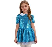 iiniim Vestido de Princesa del País de las Maravillas con Lentejuelas para Niñas Disfraz Bailarina Ballet Vestido Tutu de Alicia para Halloween y Carnaval 5-16 Años Azul 7-8 años