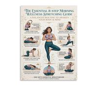 IINKUEYK 8 Step Stretching Guide Poster Morning Wellness Routine for Home Bedroom Office Wall-Art Daily Chart Unframed,16x24inch(40x60cm)