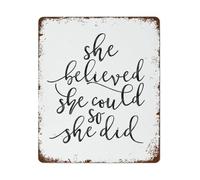 IINKUEYK Empowering Quote Metal Sign She Believed She Could So She Did Vintage for Girls Room Wall Decor (8 X 12 in)