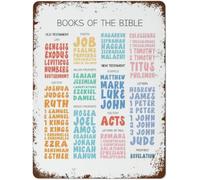 IINKUEYK Metal Sign Books of the Bible Scripture Wall Decor Sunday School Homeschool Prayer Room 8 X 12 in