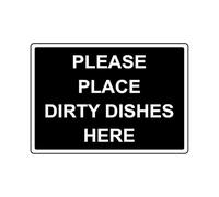 IINKUEYK Put Dirty Dishes Here Metal Sign Vintage Style Tin Wall-Art for Kitchen Dining Area or Office Break Room 8 X 12 inch