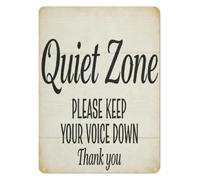 IINKUEYK Retro Metal Tin Sign Quiet Zone No Loud Talking Wall Decor Vintage Quiet Space Plaque for Office Home Study Library 8 X 12 inch