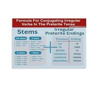 IINKUEYK Spanish Preterite Tense Verbs Educational Metal Tin Sign Language Learning Chart Classroom Office Wall Decor 8 X 12 inch