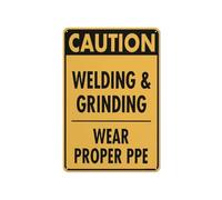 IINKUEYK Welding Area Sign Caution Grinding Hazard Aluminum Sign for Metal Shop Makerspace Industrial Plant Outdoor Indoor Use (8 X 12 inch)