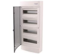 IIntratec Cuadro Eléctrico de Superficie 1 Fila - IP40 Caja de Distribución para 8 Módulos con Puerta Transparente para una Instalación Fácil en Hogar y Comercio - 236 x 215 x 102 mm