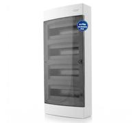 IIntratec Cuadro Eléctrico de Superficie 4 Fila - IP40 Caja de Distribución para 48 Módulos con Puerta Transparente para una Instalación Fácil en Hogar y Comercio - 652 x 287 x 112 mm