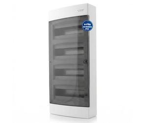 IIntratec Cuadro Eléctrico de Superficie 4 Fila - IP40 Caja de Distribución para 48 Módulos con Puerta Transparente para una Instalación Fácil en Hogar y Comercio - 652 x 287 x 112 mm